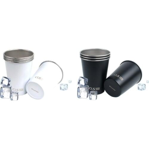 Outdoor 304 Stainless Steel Cup Camping 4-piece Set Cup Picnic Barbecue Beer Glass Mountaineering Water Cup