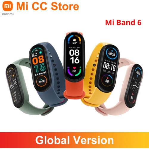 Global Version Xiaomi Mi Band 6 Blood Oxygen Fitness Traker Heart Rate Monitor 1.56" Display Waterproof Miband 6 Smart Bracelet