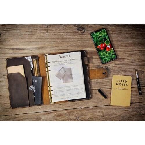 Vintage custom leather cover for Filofax organiser organizer A5 size inserts , Leather travel journal A5 Size