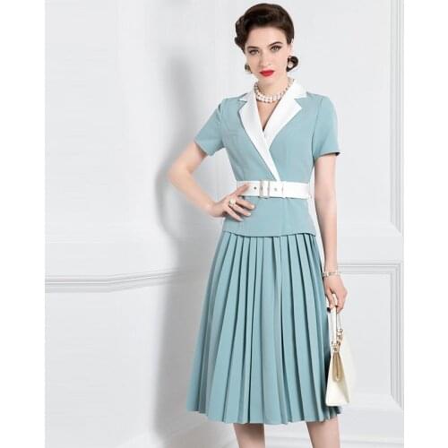 High End Temperament Pleated Skirt Suit Two Piece Summer New Celebrity Slim Suit Skirt