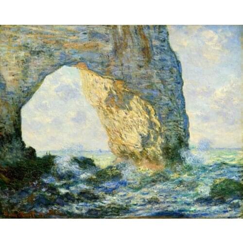 High quality Oil painting Canvas Reproductions The Manneport, Rock Arch West of Etretat (1883) By Claude Monet hand painted