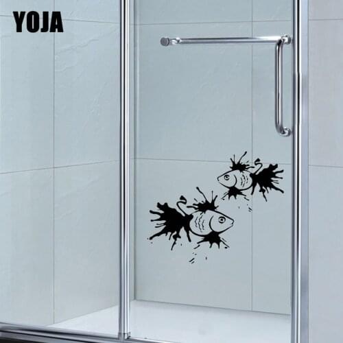 YOJA 24x23.6CM（One Group）Fun Goldfish Bathroom Glass Decal Decoration Home Wall Stickers G2-0419