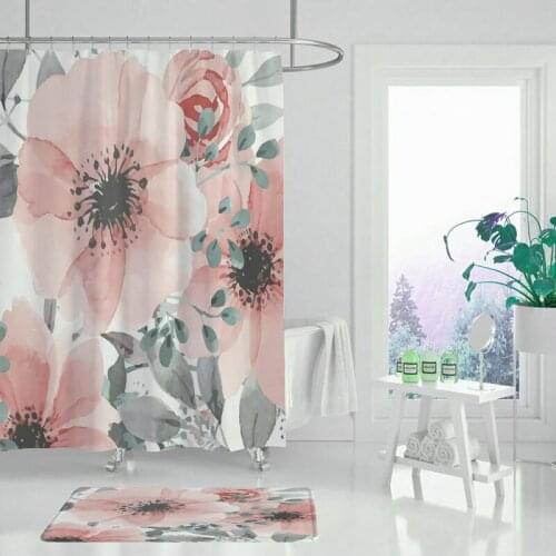 Green potted plant shower curtain bathroom waterproof printing flower succulent shower curtain
