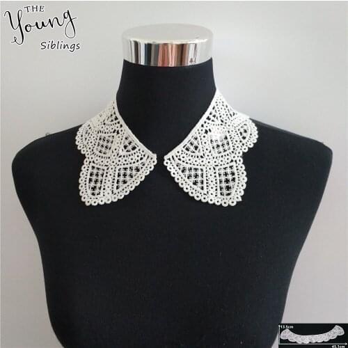 Hot Sale White Hollow out Embroidered Lace Applique Neckline lace collar DIY Craft Sewing Supplies Accessories 1pcs sell YL1498