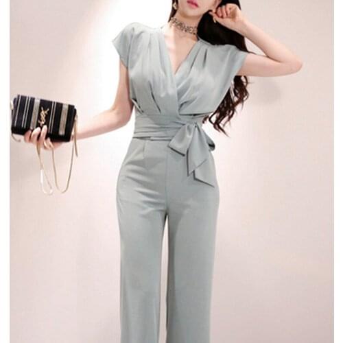 High Quality 2021 Summer Autumn Set Female Temperament V-neck Lace Up Short Top + Fashion High Waist Long Pants Office Set