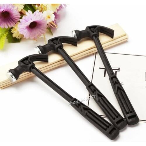 1pc 18.5x6.5cm Mini Claw Hammer Household Woodworking Nail Metal Puncher Plastic handle Hammer Multifunction Rescue Tool