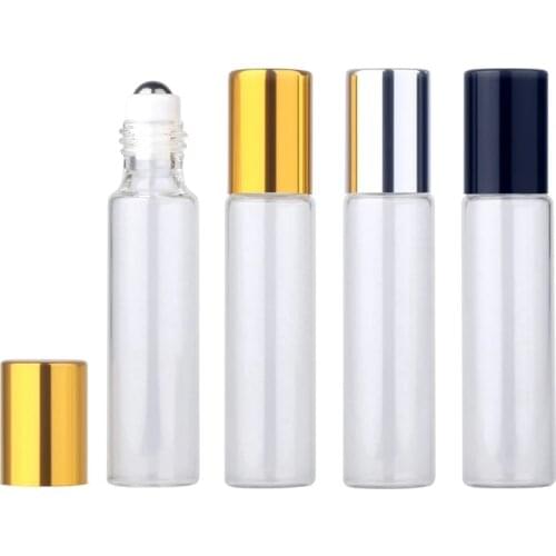 100 Pieces/Lot 10ml Mini Roll On Essential Oil Bottles Refillable Roller ball Bottle ClearGlass Bottle Empty Parfum Bottles