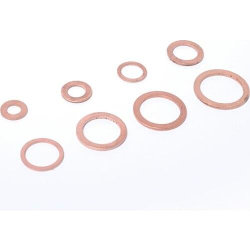 120Pcs 8 Sizes Assorted Solid Copper Crush Washers Seal Flat Ring With Case