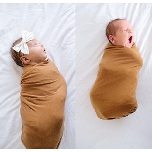 2 Pcs Baby Receiving Blanket Hat Set Sleepsack Swaddle Wrap Tail Knotted Beanies Headwrap Kit for Newborn Infant Props