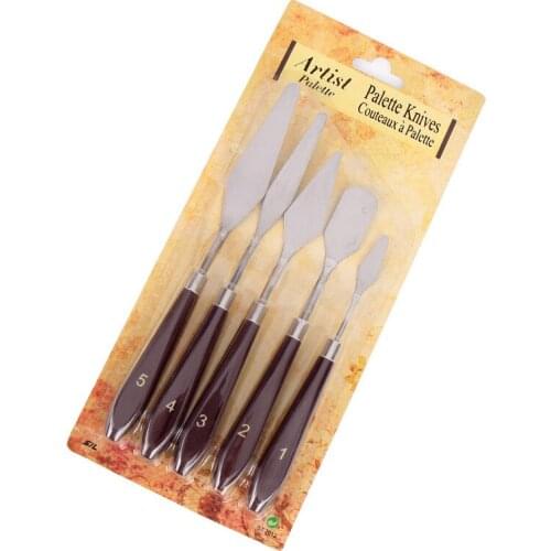 5pcs Mixed Palette Oil Painting Knife Set Stainless Steel Scraper Spatula Artist Painting for Artist Canvas Drawing
