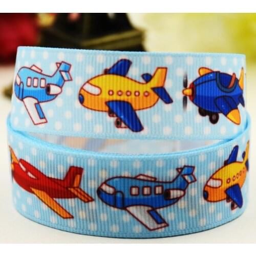 22mm 25mm 38mm 75mm Airplane Cartoon printed Grosgrain Ribbon party decoration 10 Yards X-02996