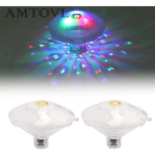 AMTOVL 2 Pcs Floating Underwater Light RGB Submersible LED Disco party Light Glow Show Swimming Pool Hot Tub Spa Baby Bath Light