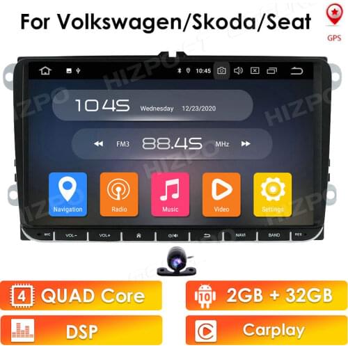 Android 10 Car Multimedia GPS Navigation 1024*600 4 Core for VW Volkswagen Skoda POLO GOLF 5 6 PASSAT JETTA TIGUAN TOURAN Caddy