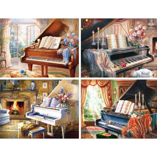 AZQSD Diamond Painting Full Square Piano Embroidery Scenery Picture Of Rhinestones Handmade Home Decor Gift