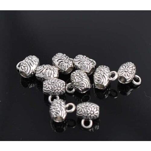 Free shipping 50PCs Antique Silver Bail Beads Spacer Beads Fit Charm Bracelet 10x8.5mm YTC0048