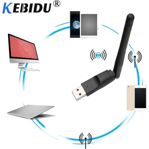 Kebidu New 150M USB 2.0 WiFi Wireless Network Card 802.11 b/g/n LAN Antenna Adapter with Antenna for Laptop PC Mini Wi-fi Dongle