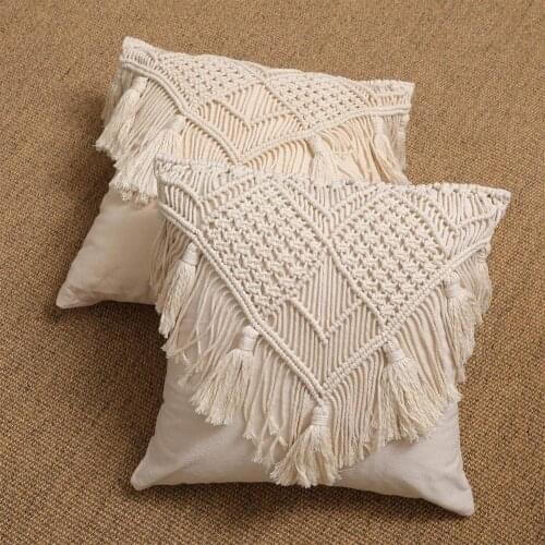 Boho Pillow Case Cotton Embroidered Throw Pillow Covers Decorative Cushion Cover 45x45cm For Sofa Bed Chair Home Decor