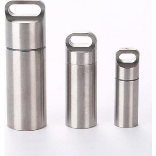 304 Stainless Steel Pill Box Case Bottle Waterproof Seal Cabin Pill Cases Outdoor Medicine Pill Storage Cases Camping Supplies