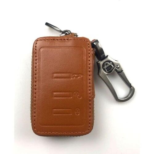 Genuine PU Leather Remote Key Bag Case Protector Keyless Clicker Smart Fob Cover Holder Chain Fit For Subaru Outback