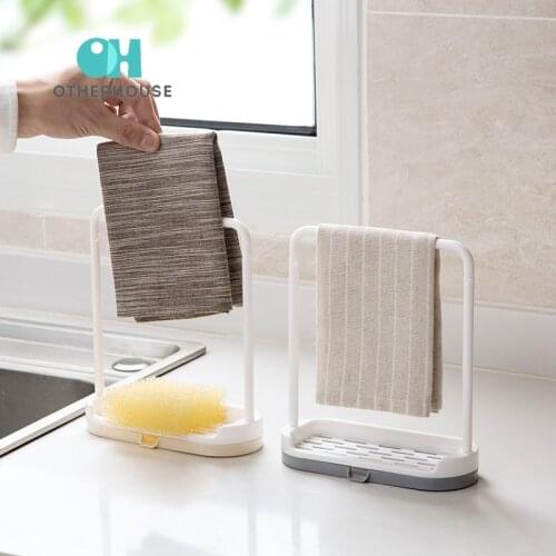 Towel Sponge Soap Holder Drain Storage Rack Shelf Rag Holder Dishcloth Hanging Rack Kitchen Bathroom Desktop Sink Organizer