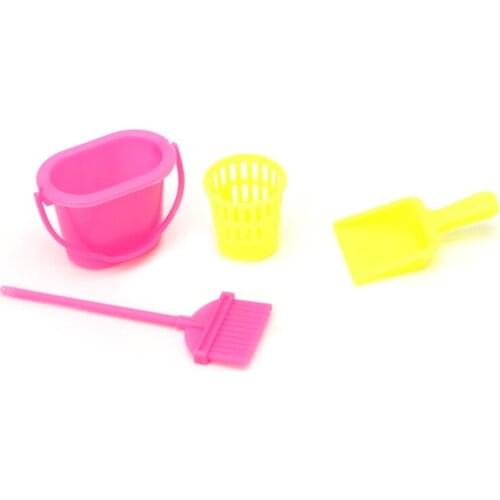 Children Love Interesting Preety Home Furniture Furnishing Cleaner Cleaning For Doll House Set Gift 4Pcs