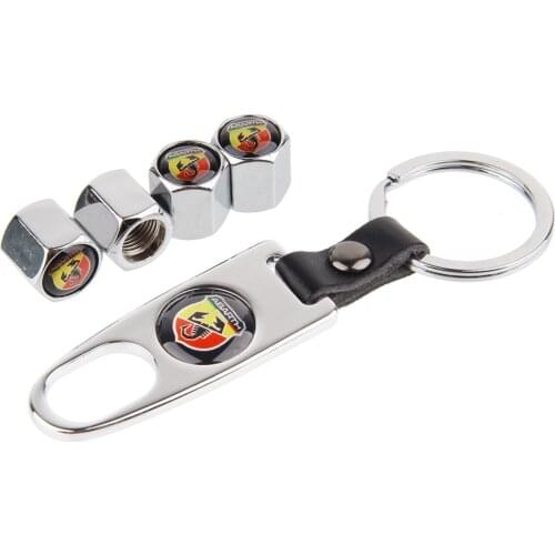 For Abarth Tire Valve Caps Metal Car Wheel Parts Cover with Keyring for Abarth fiat 500 124 spider alfa romeo Car Accessories