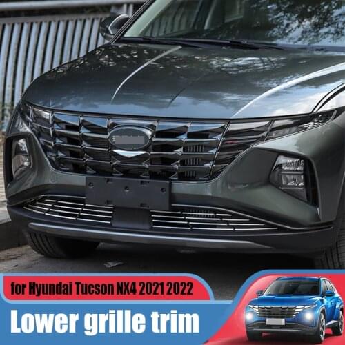 For upgrading and modification of the stainless steel trim under the front grille of Hyundai Tucson NX4 2021 2022