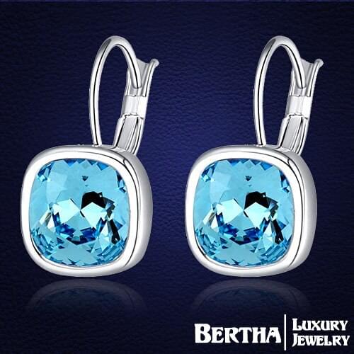 Fantastic Cubic Brand Statement Earrings For Women Made with Swarovski Elements crystal High Quality Square Stud Earring