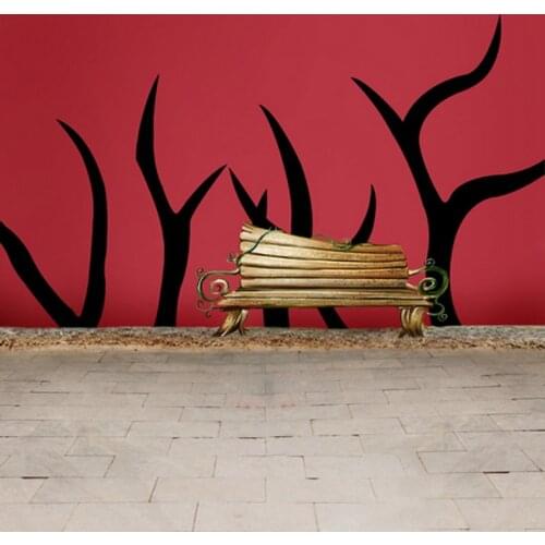 Stone Floor Red Wall Tree Painting TrPhotography Backdrops Photo Props Studio Background 5x7ft