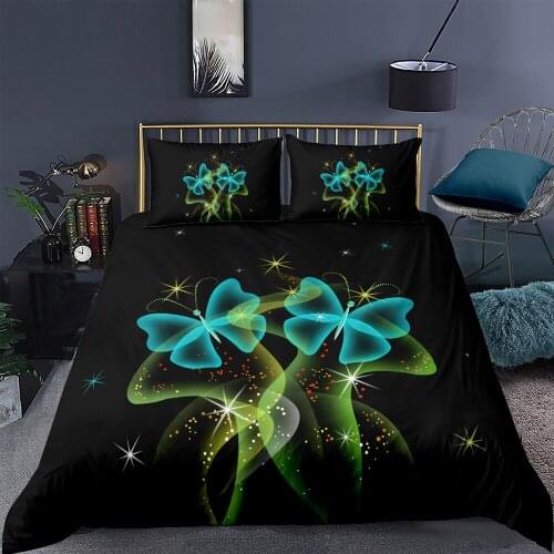 Butterfly Bedding Set King Size Mysterious Fantasy Duvet Cover 3D Black Queen Twin Full Single Double Unique Design Bed Set