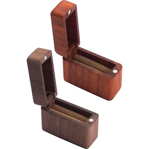 Engagement Ring Box Handmade Walnut Wooden Ring Box Rosewood Wedding Valentines Gift Ring Box With Magnet Cover Portable