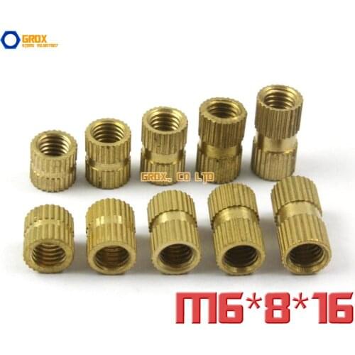 50 Pieces M6 x 8 x 16mm (ID*OD*Length) Brass Knurl Nut Insert Round Nut Thumb Nut