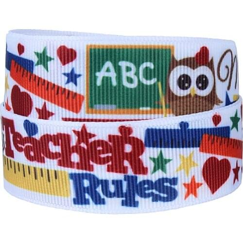 FLRA Ribbon Kids DIY cartoon character ribbons, wholesale owl and teacher rules printed grosgrain cheer ribbon