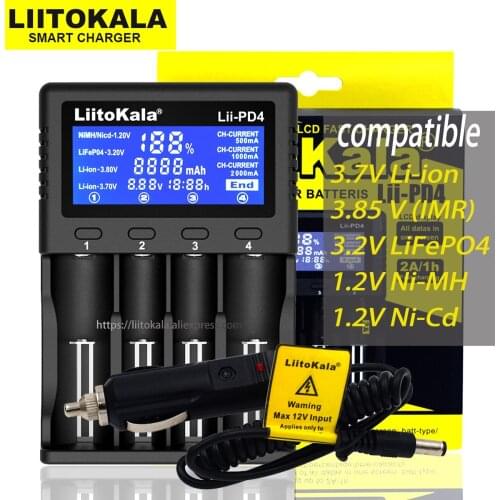 Liitokala Lii-PD2 Lii-PD4 LCD 3.2V 3.7V 3.8V 1.2V 25500 18650 18350 26650 20700 14500 NiMH Lithium LiFePO4 Battery Charger