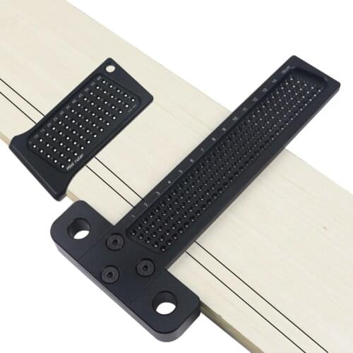 Multifunction T-type Ruler Marking Gauge Aluminum Alloy Line Scriber Hole Scribing Crossed Line Woodworking Auxiliary Tools