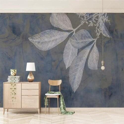 Fashion line leaves Nordic texture TV background wall professional production murals wholesale wallpaper mural poster photo wall
