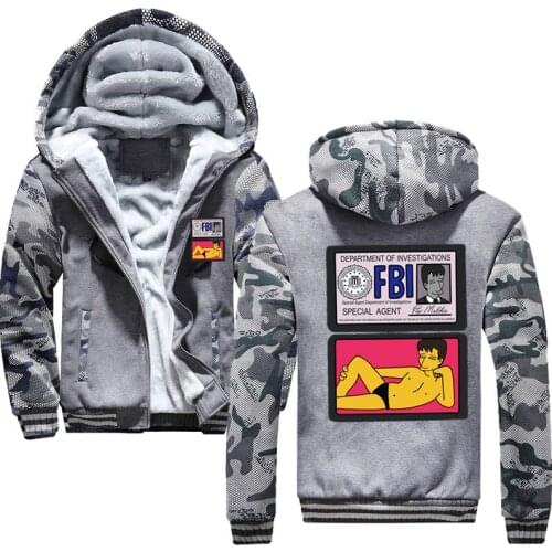 Winter Autumn men Printed jackets Mulder FBI Sweatshirt thicken Warm Casual Style male Hoodies coats