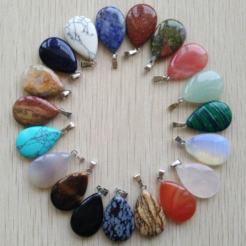 Wholesale 50pcs/lot 2021 trendy hot sell natural stone water drop shape pendants charms for Necklaces making Free shipping