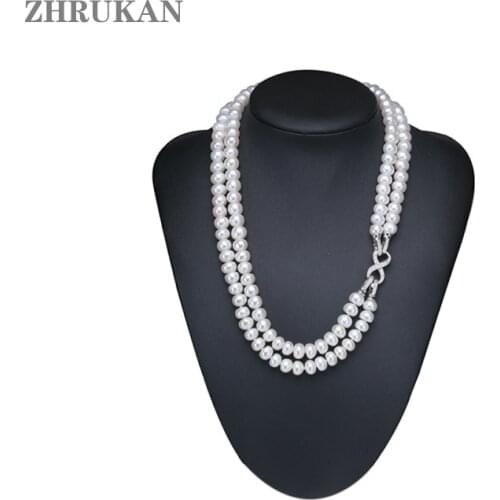 2020 Real Natural Freshwater Pearl Necklace 8-9mm Silver Pearl Chokers Necklaces For Women Jewelry Fashion Birthday Gift