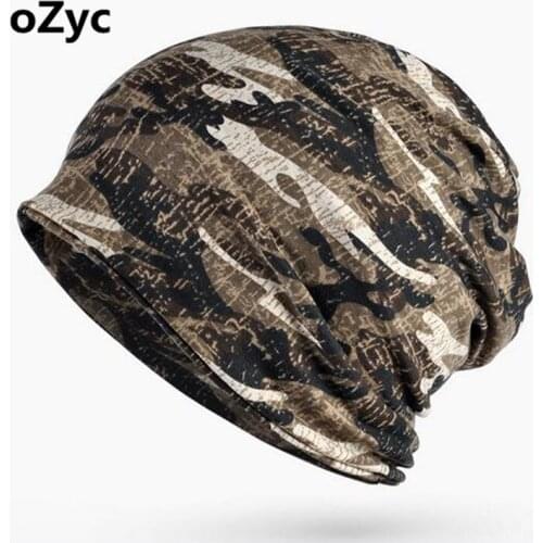OZYC 2 Use Cap Knitted Scarf & Winter Hats For Women Men Camouflage Printing MenS Warm Beanies Fashion Hip-Hop Winter Cap Hat