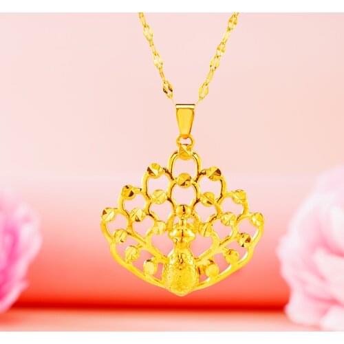 Peacock Phoenix Pendant Choker Necklace 24K Gold Hollow Tiny Link Chain Jewelry for Women Girl Birthday Friendship Wedding Gifts