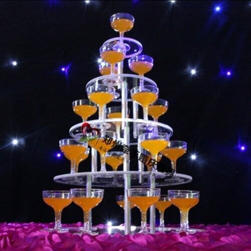 Five layers Wedding champagne tower wedding Supply supplies aryclic clear 5 layers Acrylic Goblet wine tower champagne tower