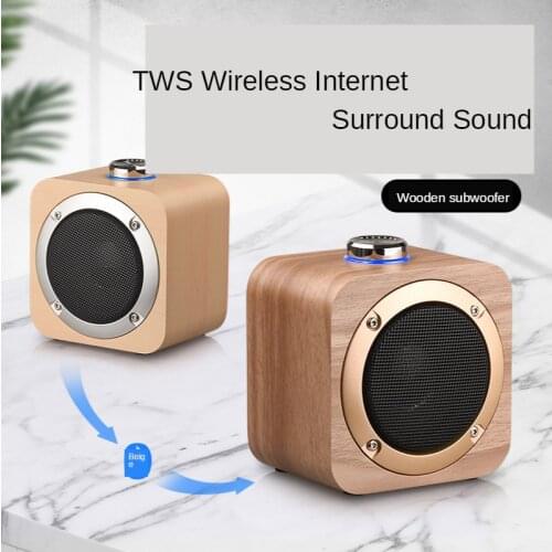 Q1B wooden wireless bluetooth speaker creative knob iron mesh 3 inch high power audio support TWS
