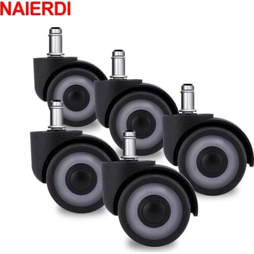 NAIERDI 5PCS TPR Rubber Office Chair Wheel 2" Universal Mute Chair Caster Replacement Casters Rubber Soft Safe Furniture Wheels