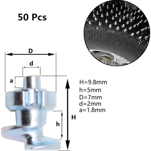 50pcs Winter Non-slip Studs Screw Snow Spikes Wheel Tyres Snow Chains Studs Kit For Auto Car Motorcycle SUV ATV Truck