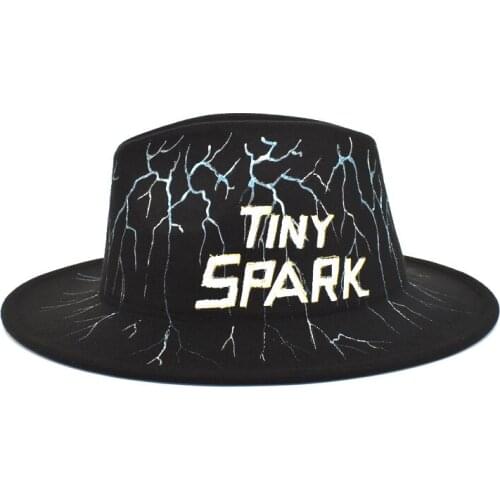 2021 new hand-painted pattern Fedora hat wide brim hat Panama felt hat shallow top fedora hat men and women hats men панама