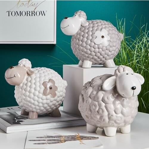 Cute Sheep Piggy Bank For Kids Animal Model Bedroom Decoration Accessories Desktop Decoration Childrens Piggy Bank Holiday WF