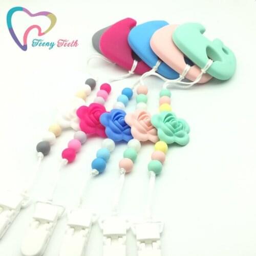 Teeny Teeth 1 PC Baby Nursing Accessories Pacifier Clip Chewable Silicone Beads Food Grade Elephant Dummy Clip Baby ToysPendants