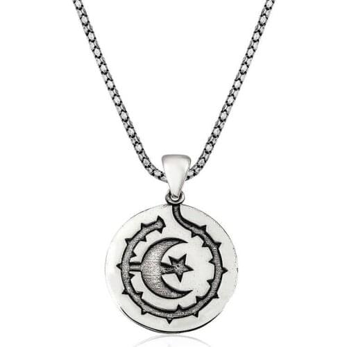 Tevuli 925 Sterling Silver Moon Star Male Necklace