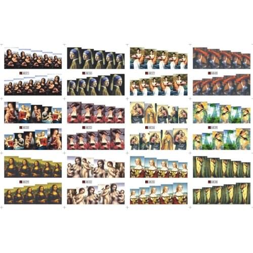 UPRETTEGO 12 PACKS / LOT NAIL ART BEAUTY WATER DECAL SLIDER NAIL OIL PAINTING MONALISA RELIGION GOD JESUS A829-840